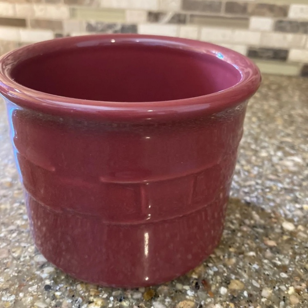 Longaberger PotteryWoven Traditions Red Paprika Ceramic pottery round Crock - Picture 6 of 6